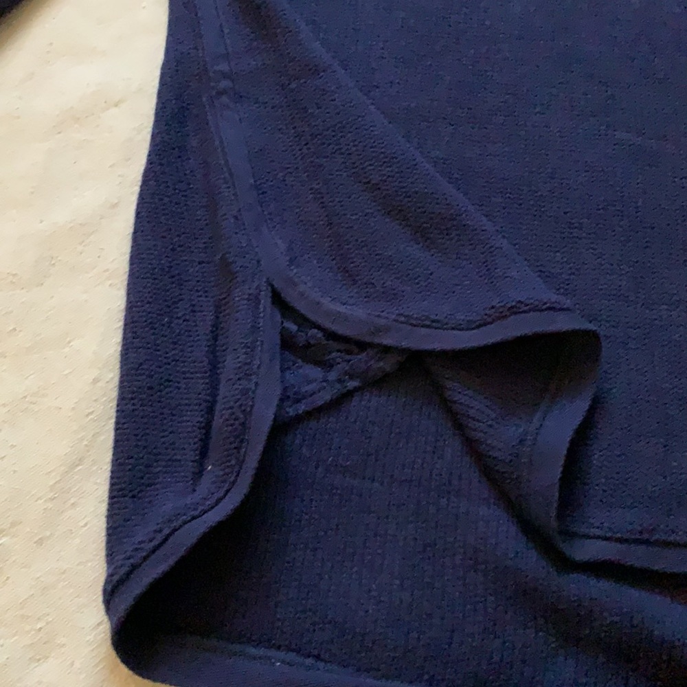 Anthropologie Postmark Navy Stockinette Drop Sleeve Pullover Small Lace - Picture 5 of 6